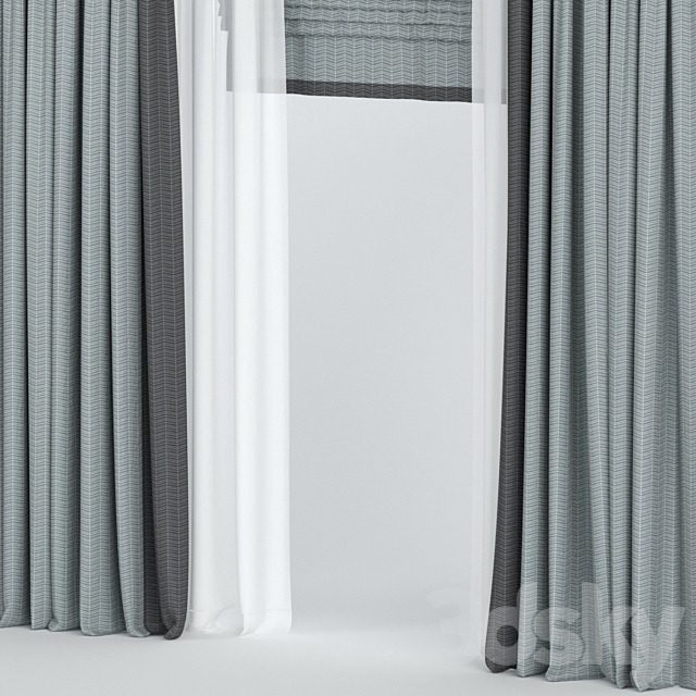 Curtains with Roman and tulle. 3DSMax File - thumbnail 3