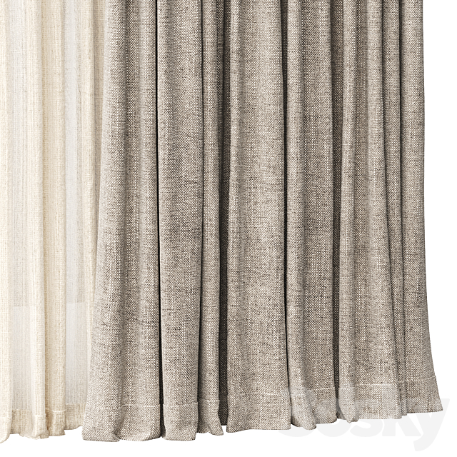 Curtains with Roman blinds 3ds Max - thumbnail 3