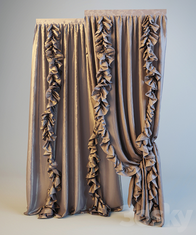 Curtains with Ruffles 3DSMax File - thumbnail 1