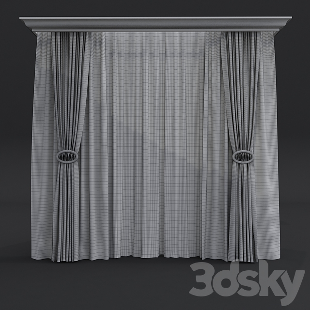 Curtains with stitches dark 3ds Max - thumbnail 2