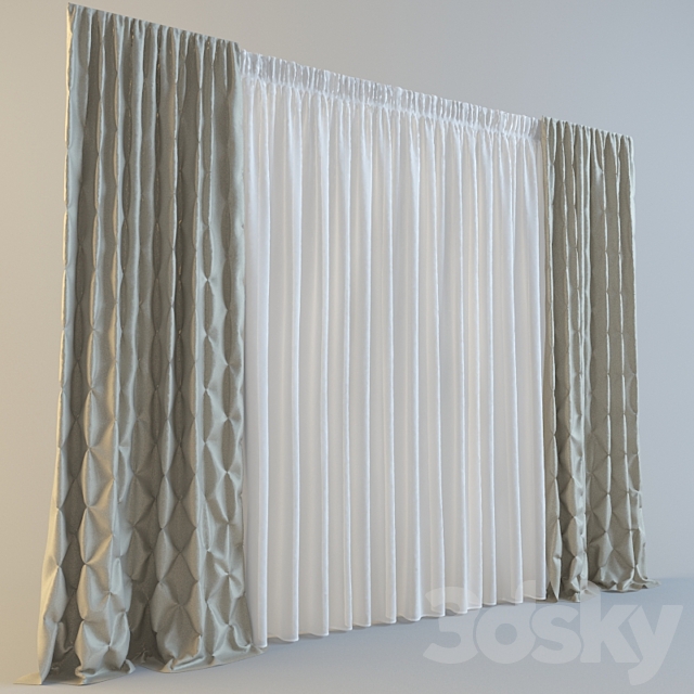 curtains with tucks 3DSMax File - thumbnail 1