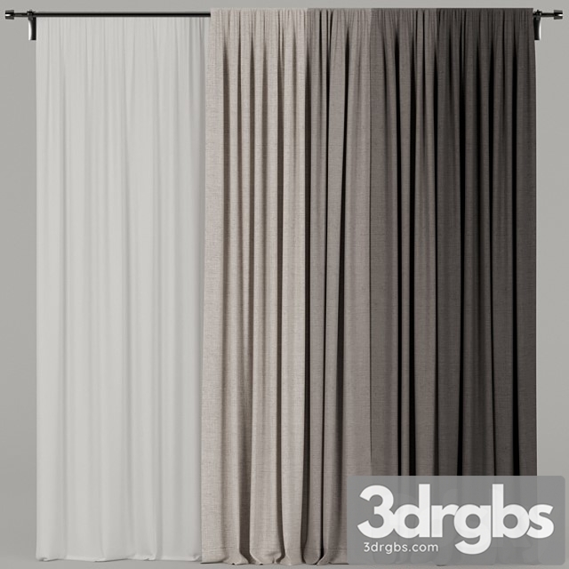 Curtains with tulle 2 2 3dsmax Download - thumbnail 1