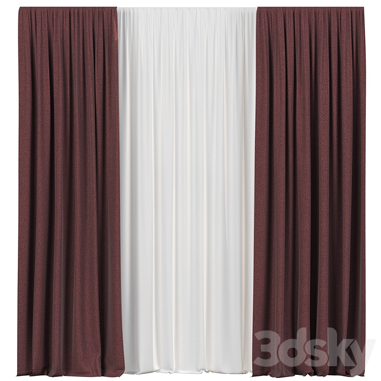 Curtains with tulle 3DS Max Model - thumbnail 1