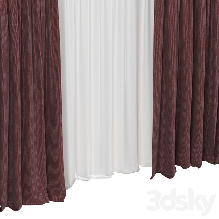 Curtains with tulle 3DS Max Model - thumbnail 2