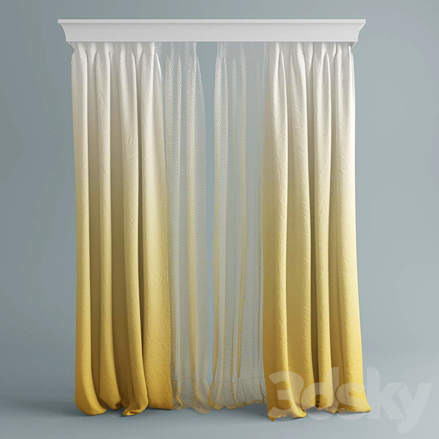 Curtains with tulle 3ds Max - thumbnail 1