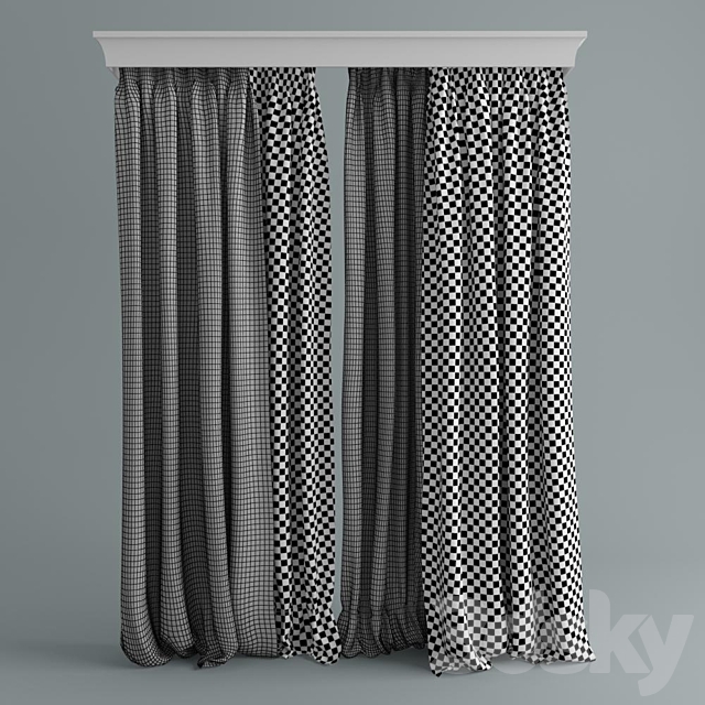 Curtains with tulle 3ds Max - thumbnail 2