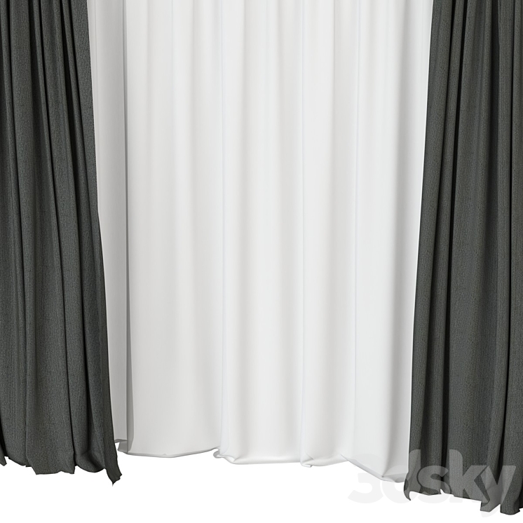 Curtains with tulle 3DS Max - thumbnail 2