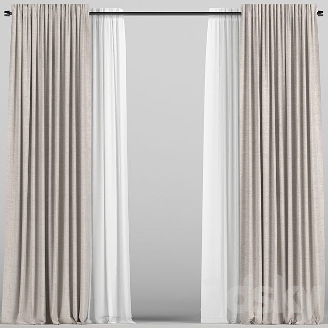 Curtains with tulle. 3ds Max - thumbnail 1