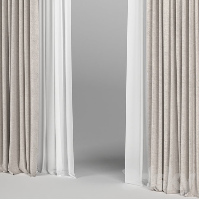 Curtains with tulle. 3ds Max - thumbnail 2