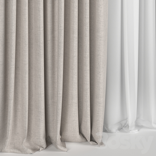 Curtains with tulle. 3ds Max - thumbnail 3