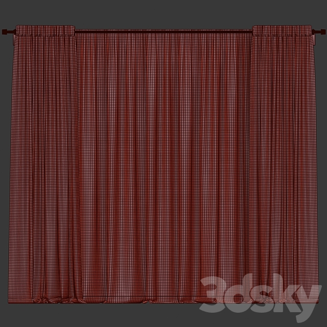 Curtains with tulle 3ds Max - thumbnail 3