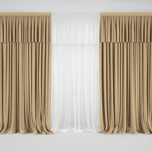 Curtains with tulle 3ds Max - thumbnail 1