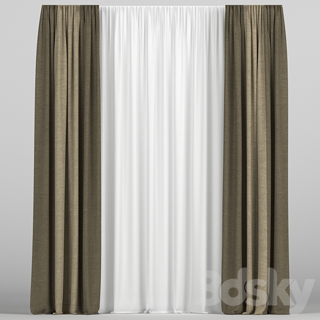 Curtains with tulle 3ds Max - thumbnail 1