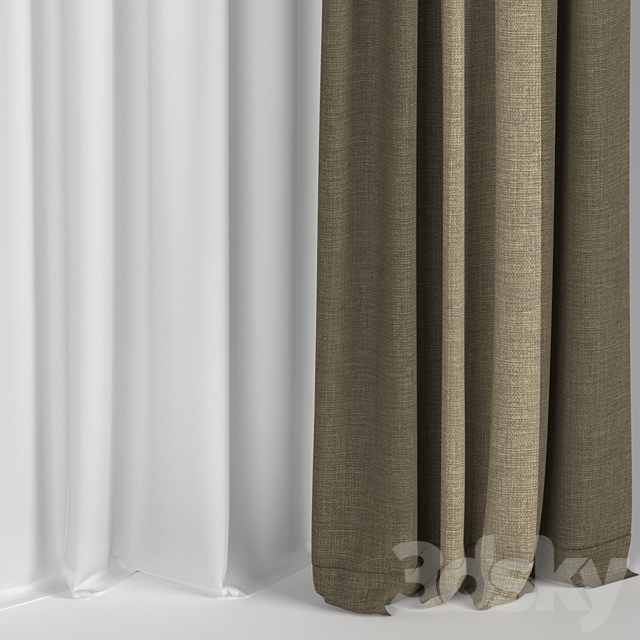 Curtains with tulle 3ds Max - thumbnail 3