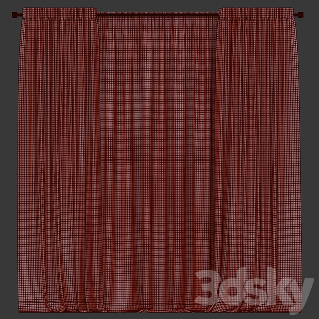 Curtains with tulle 3DS Max Model - thumbnail 3