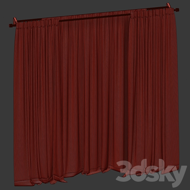 Curtains with tulle 3DS Max Model - thumbnail 4