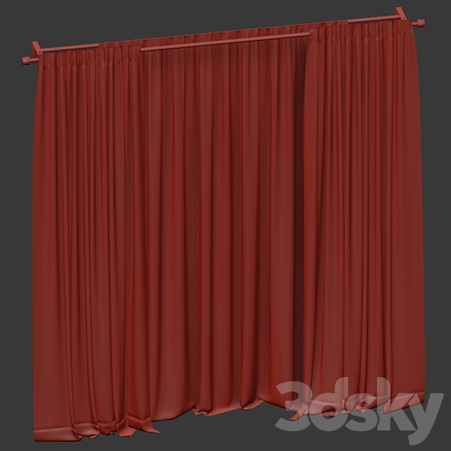 Curtains with tulle 3DS Max Model - thumbnail 5