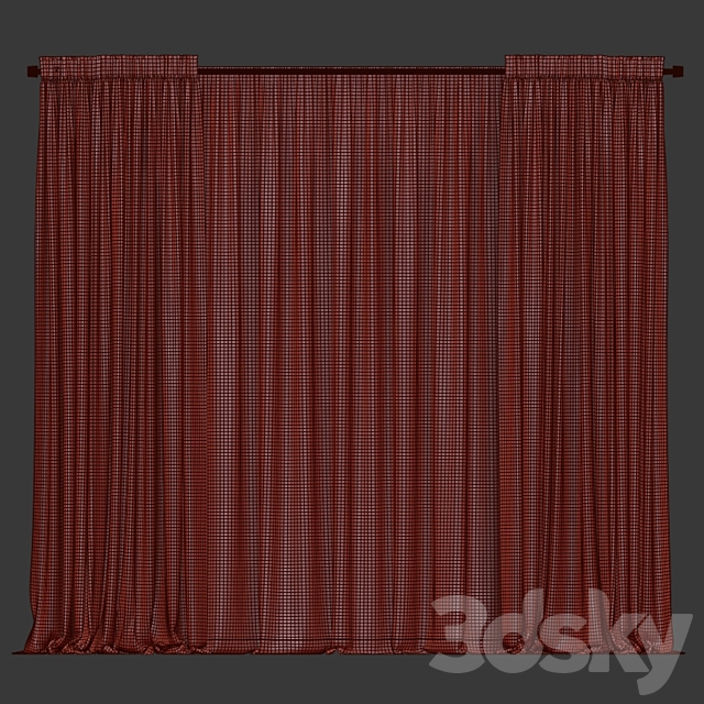 Curtains with tulle 3DS Max Model - thumbnail 3