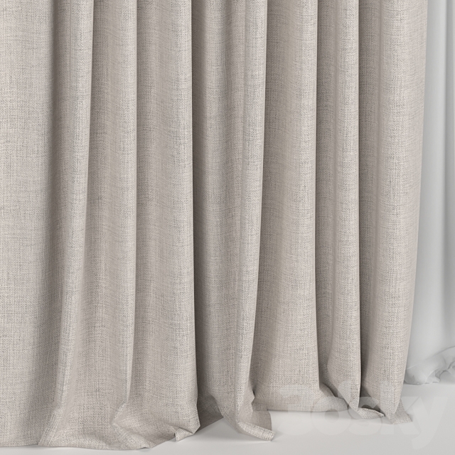 Curtains with tulle. 3DS Max Model - thumbnail 3