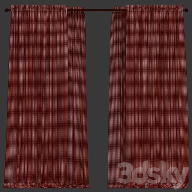 Curtains with tulle. 3DS Max Model - thumbnail 4