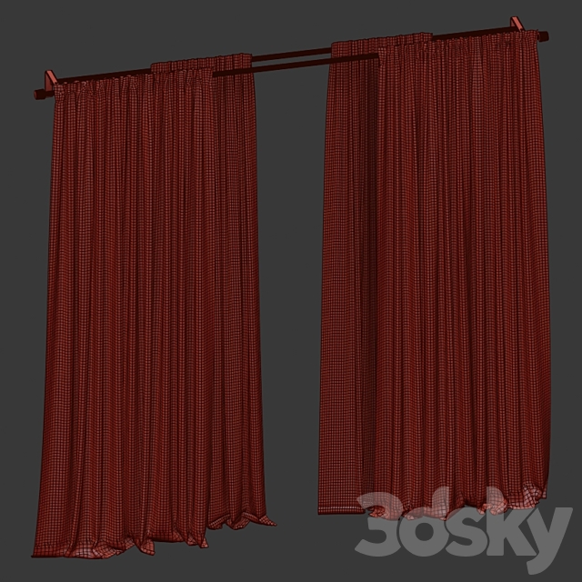 Curtains with tulle. 3DS Max Model - thumbnail 5