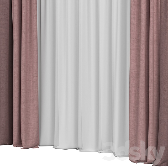 Curtains with tulle 3DS Max Model - thumbnail 2