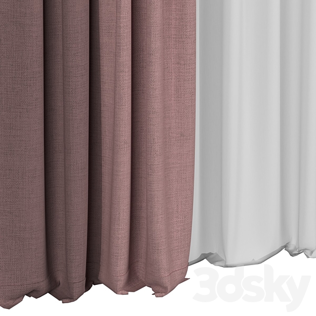 Curtains with tulle 3DS Max Model - thumbnail 3