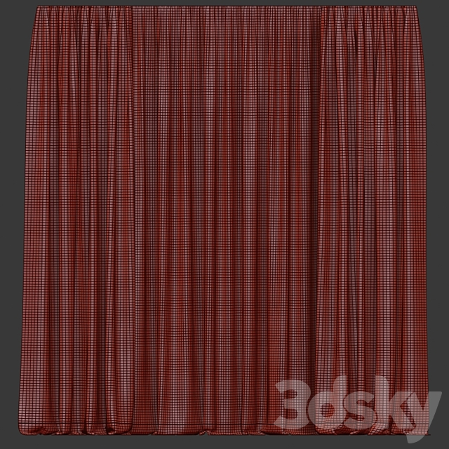 Curtains with tulle 3DS Max Model - thumbnail 4