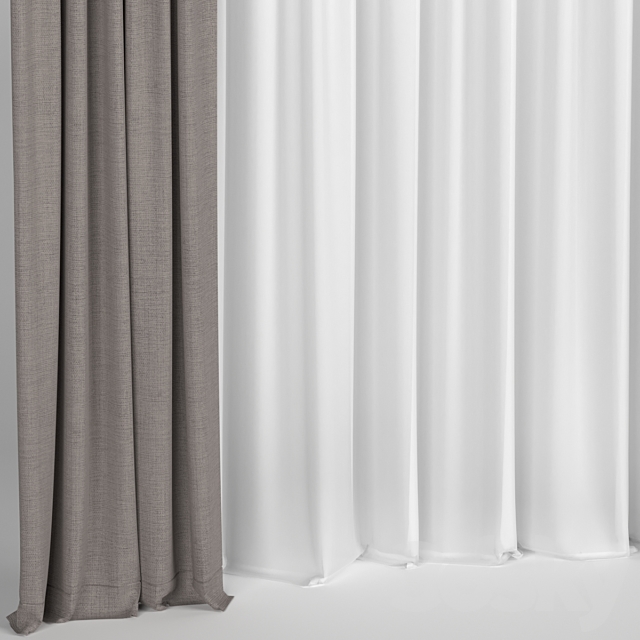 Curtains with tulle 3DS Max Model - thumbnail 2