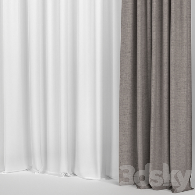 Curtains with tulle 3DS Max Model - thumbnail 3