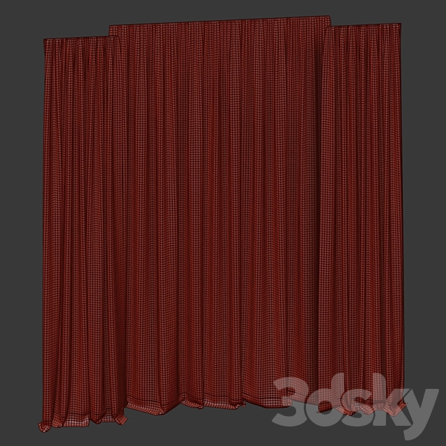 Curtains with tulle 3DS Max Model - thumbnail 5