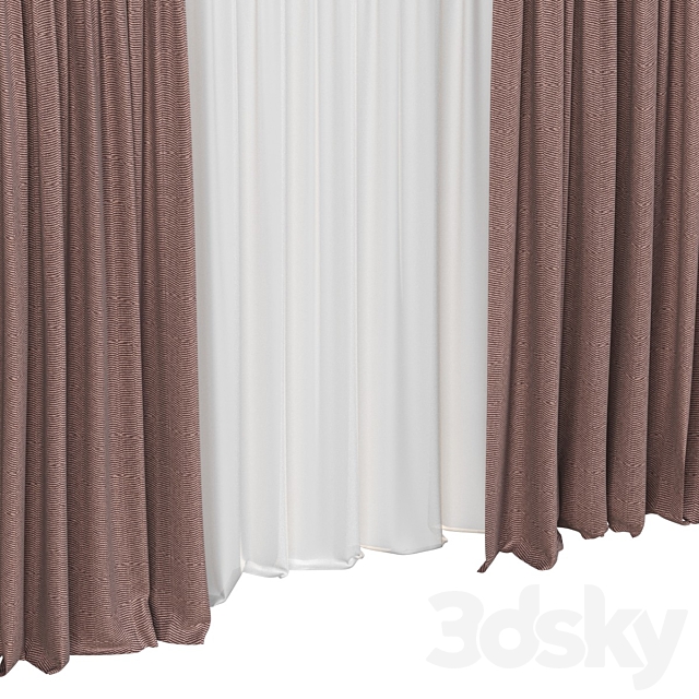 Curtains with tulle 3DS Max Model - thumbnail 2