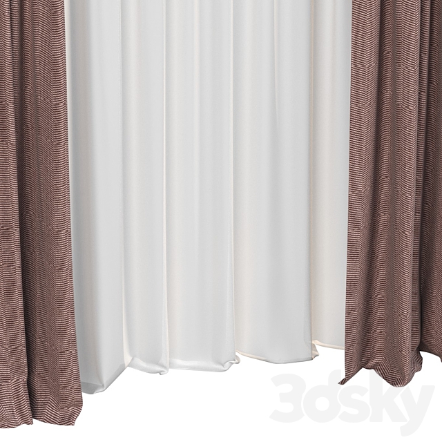 Curtains with tulle 3DS Max Model - thumbnail 3