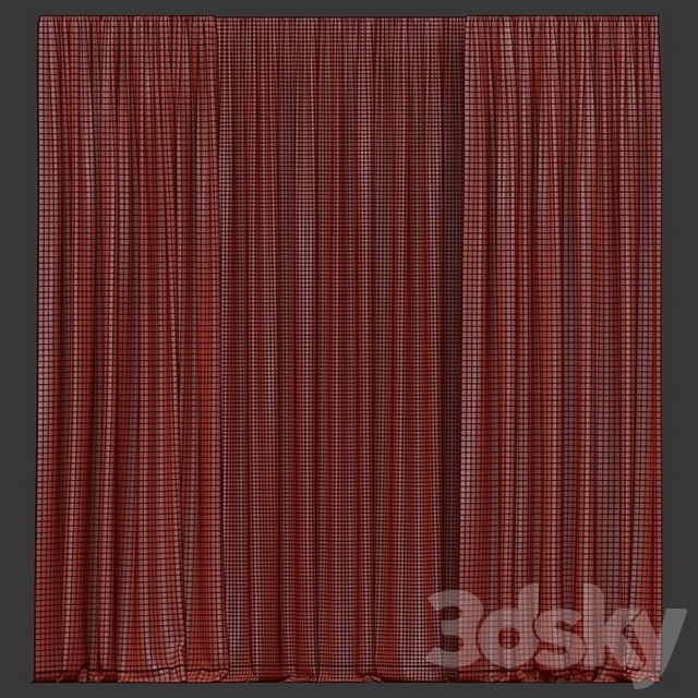 Curtains with tulle 3DS Max Model - thumbnail 4