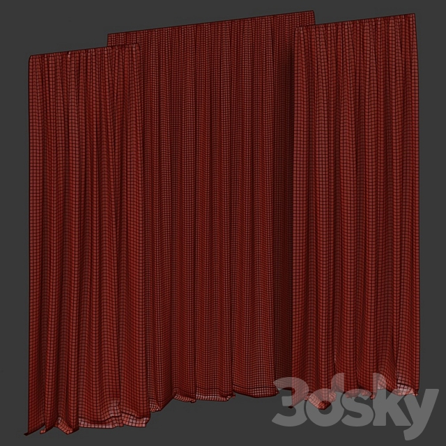 Curtains with tulle 3DS Max Model - thumbnail 5