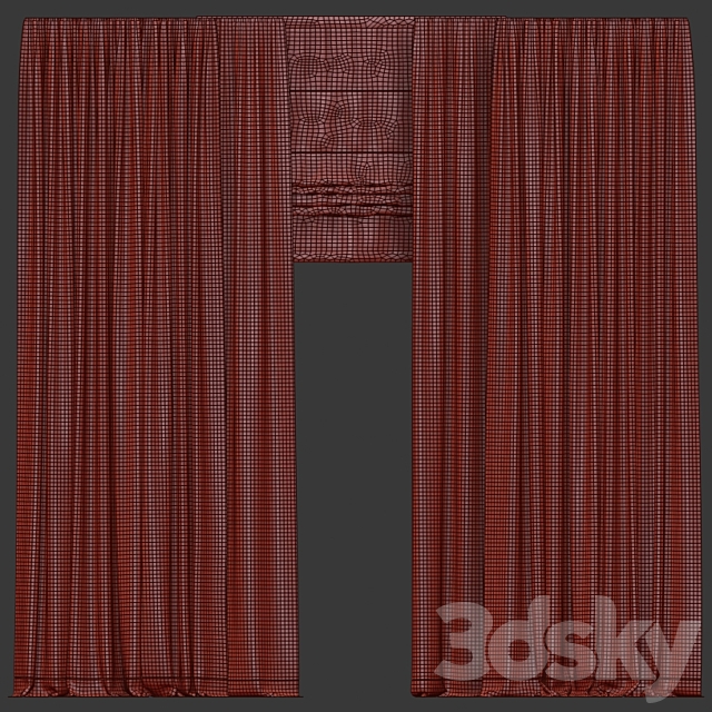 Curtains with tulle. 3DS Max Model - thumbnail 3