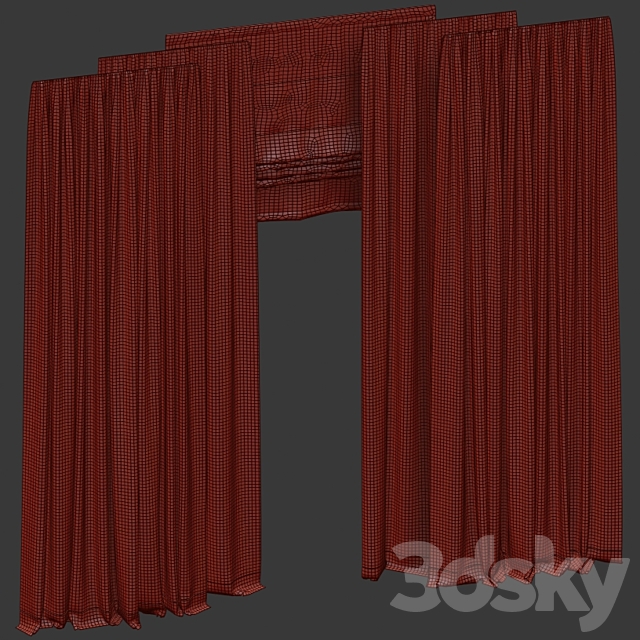 Curtains with tulle. 3DS Max Model - thumbnail 4