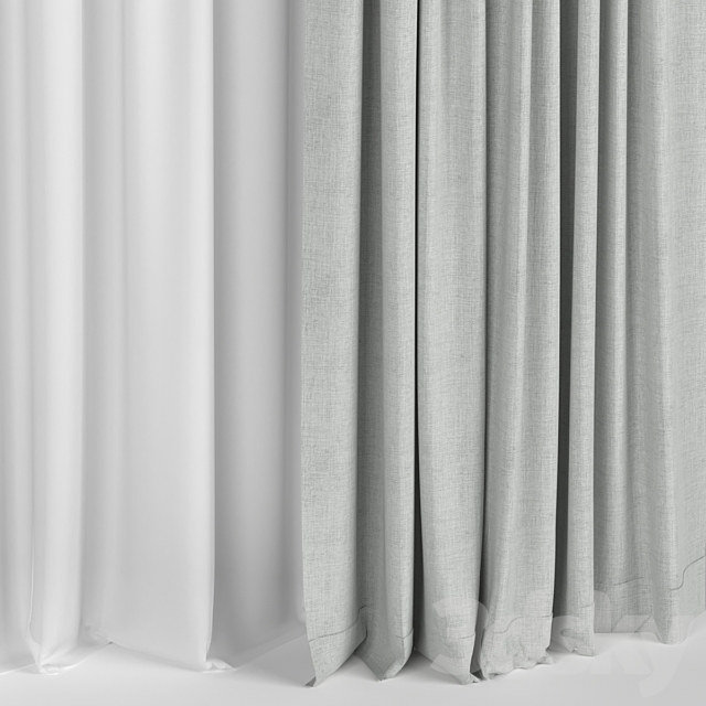 Curtains with tulle 3DS Max Model - thumbnail 3