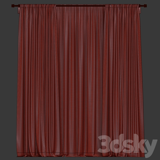 Curtains with tulle 3DS Max Model - thumbnail 4