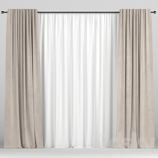 Curtains with tulle 3DSMax File - thumbnail 1