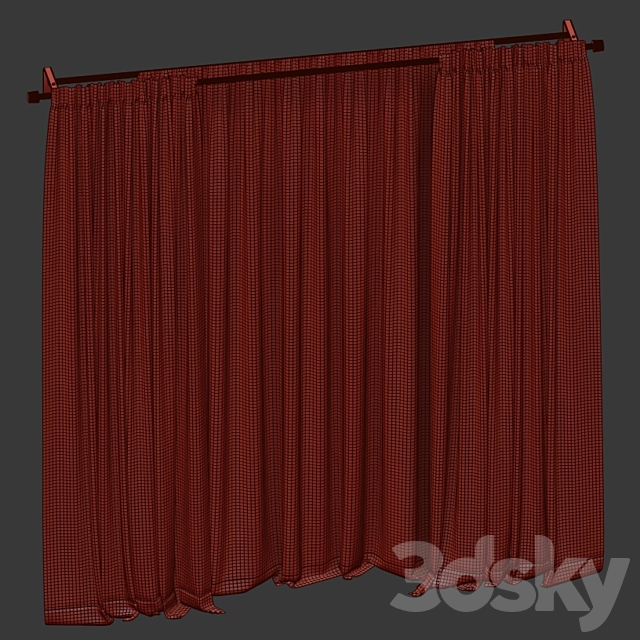 Curtains with tulle in two colors 3DS Max Model - thumbnail 4