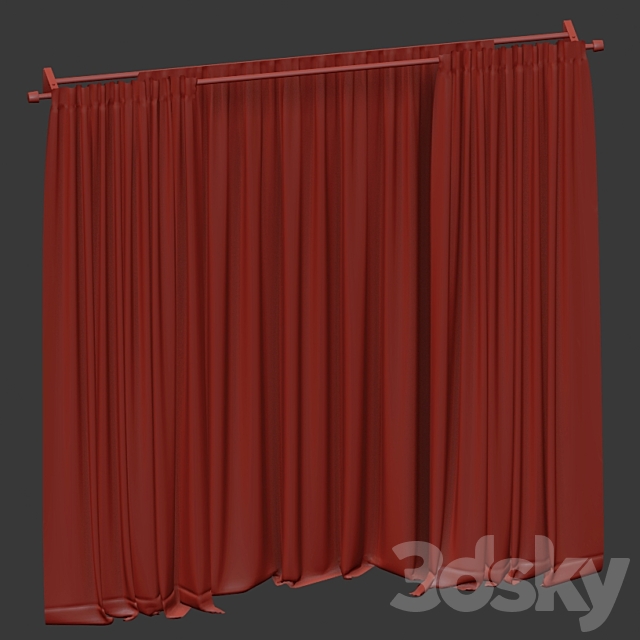 Curtains with tulle in two colors 3DS Max Model - thumbnail 5