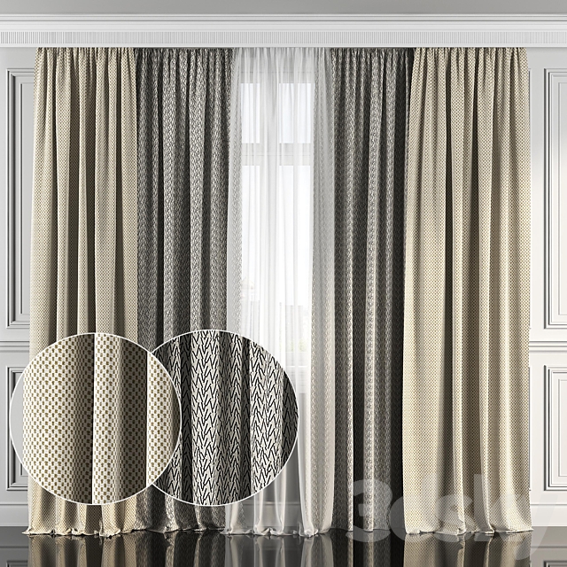 Curtains with window 113 3ds Max - thumbnail 1