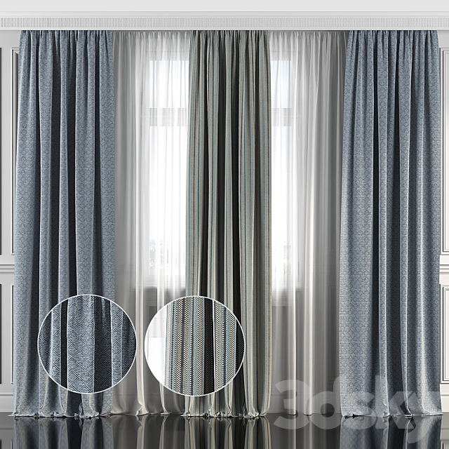 Curtains with window 130 3ds Max - thumbnail 1