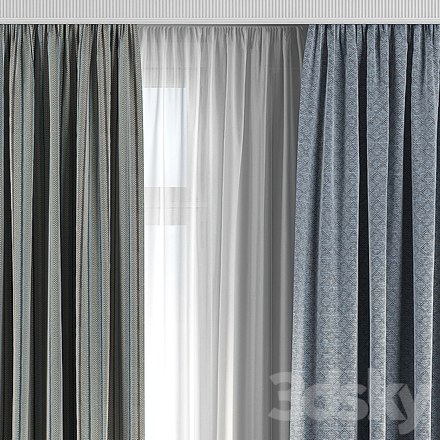 Curtains with window 130 3ds Max - thumbnail 3