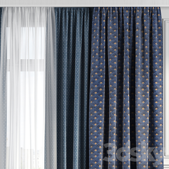 Curtains with window 144 3ds Max - thumbnail 3