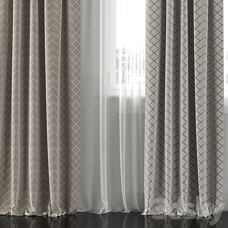 Curtains with window 162C 3DS Max - thumbnail 2