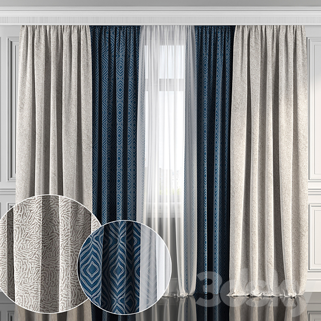 Curtains with window 176 3ds Max - thumbnail 1