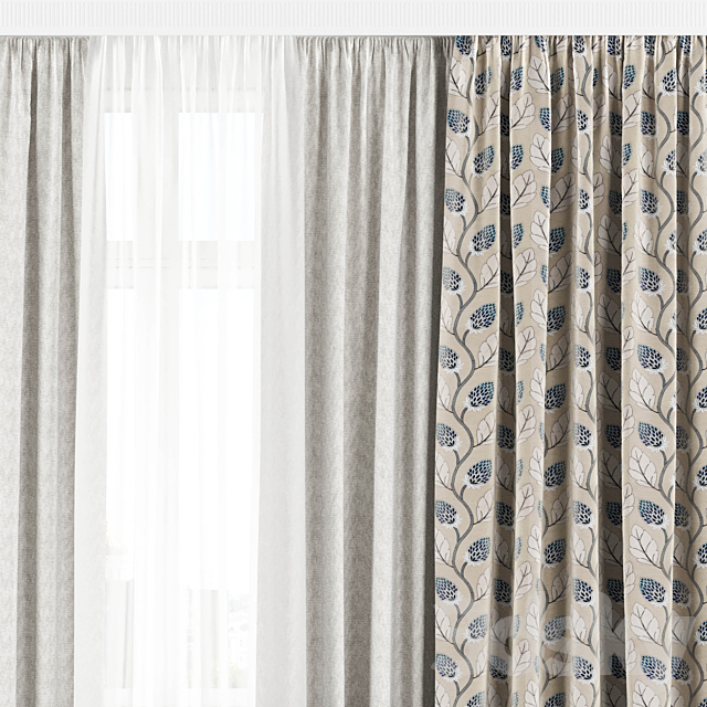 Curtains with window 182C 3ds Max - thumbnail 2