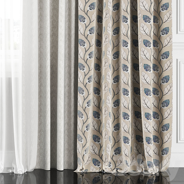 Curtains with window 182C 3ds Max - thumbnail 3